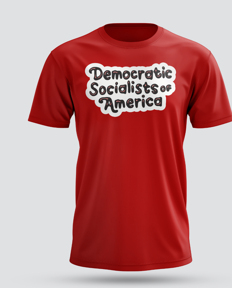 Democratic Socialists of America Bubble Font t-shirt designed by Billie Fabrikant